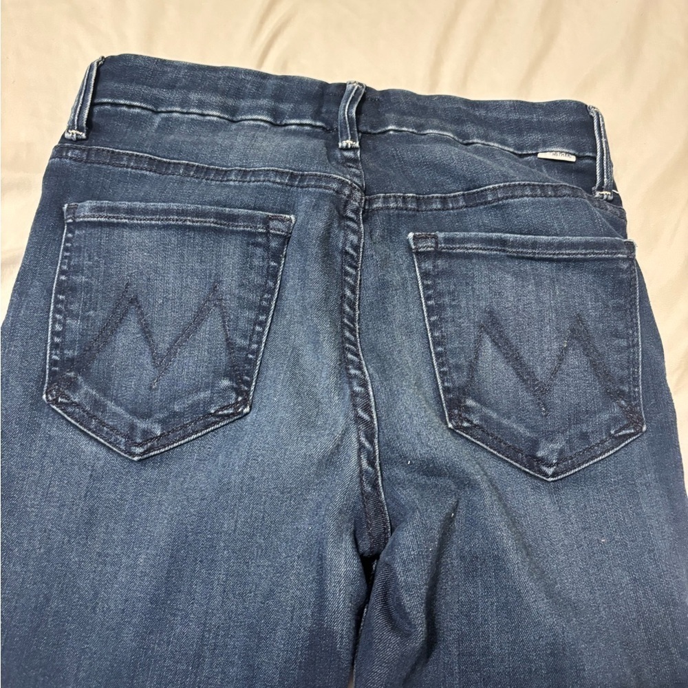 Mother, high waisted, looker ankle fray, Dark Blue Women's Jeans size 27 - Picture 10 of 11
